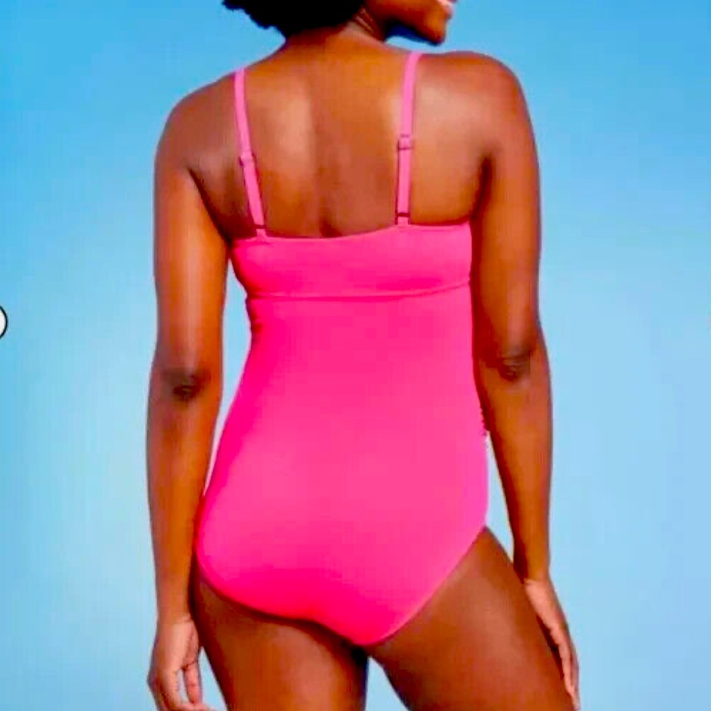 NWT Pink Ruffled Maternity Women's One Piece Swimsuit - Picture 5 of 13